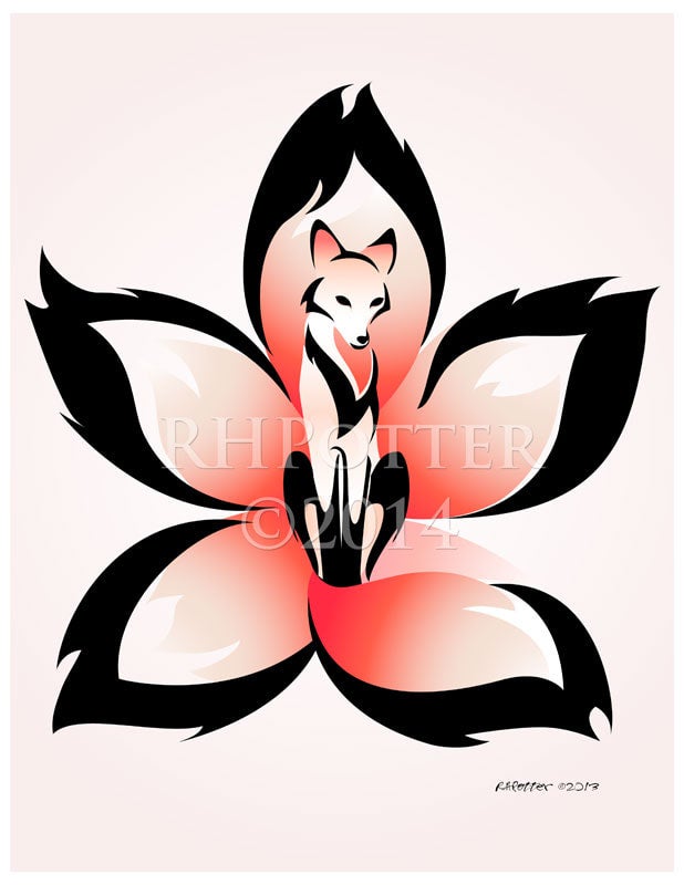 Kitsune ( 9 Tail Fox ) - Kitsune Fox - Sticker | TeePublic